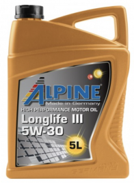 Масло моторное синтетическое Alpine Longlife III 5W-30 канистра 5 литров, артикул 0100282