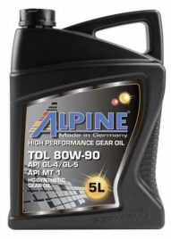 Масло трансмиссионное для МКПП Alpine Gear Oil TDL 80W-90 GL-4/GL-5 канистра 5 литров, артикул 0100722