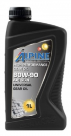 Масло трансмиссионное для МКПП Alpine Gear Oil 80W-90 GL-4 канистра 1 литр, артикул 0100681