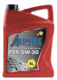 Масло моторное синтетическое Alpine PSA 5W-30 канистра 4 литра, артикул 0101389