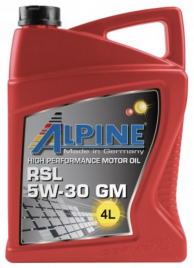 Масло моторное синтетическое Alpine RSL 5W-30 GM канистра 4 литра, артикул 0101369