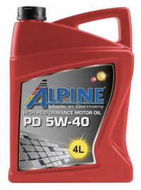 Масло моторное синтетическое Alpine PD 5W-40 канистра 4 литра, артикул 0100169