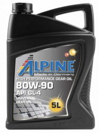 Масло трансмиссионное для МКПП Alpine Gear Oil 80W-90 GL-4 канистра 5 литров, артикул 0100682