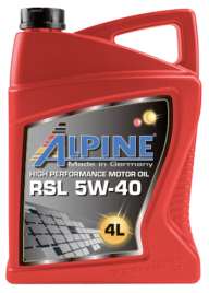 Масло моторное синтетическое Alpine RSL 5W-40 канистра 4 литра, артикул 0100148