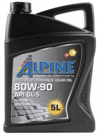 Масло трансмиссионное для МКПП Alpine Gear Oil 80W-90 GL-5 канистра 5 литров, артикул 0100702