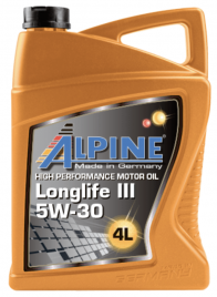 Масло моторное синтетическое Alpine Longlife III 5W-30 канистра 4 литра, артикул 0100288
