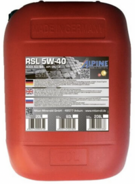Масло моторное синтетическое Alpine RSL 5W-40 канистра 20 литров, артикул 0100143