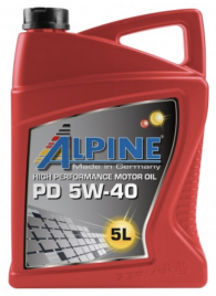 Масло моторное синтетическое Alpine PD 5W-40 канистра 5 литров, артикул 0100162