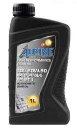 Масло трансмиссионное для МКПП Alpine Gear Oil TDL 80W-90 GL-4/GL-5 канистра 1 литр, артикул 0100721