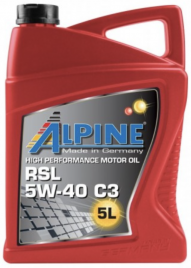 Масло моторное синтетическое Alpine RSL 5W-40 C3 канистра 5 литров, артикул 0100172
