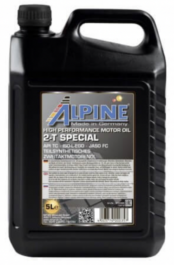 Масло для двухтактных двигателей Alpine 2T Special канистра 5 литров, артикул 0100582 фото 1