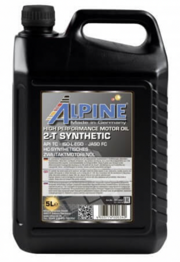 Масло для двухтактных двигателей Alpine 2T Synthetic канистра 5 литров, артикул 0100602  фото 1